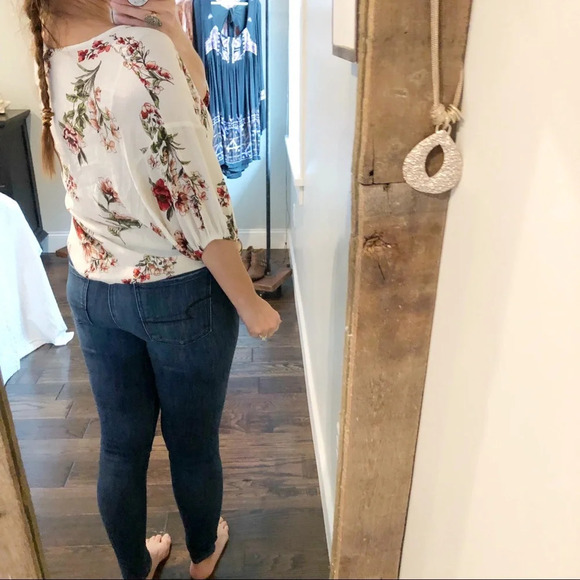 M Fasis medium floral tie front button summer top - Picture 3 of 5